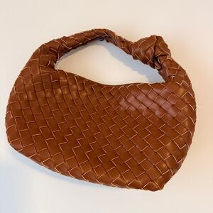 A NEW DAY Brown Woven Handbag clutch zip closure